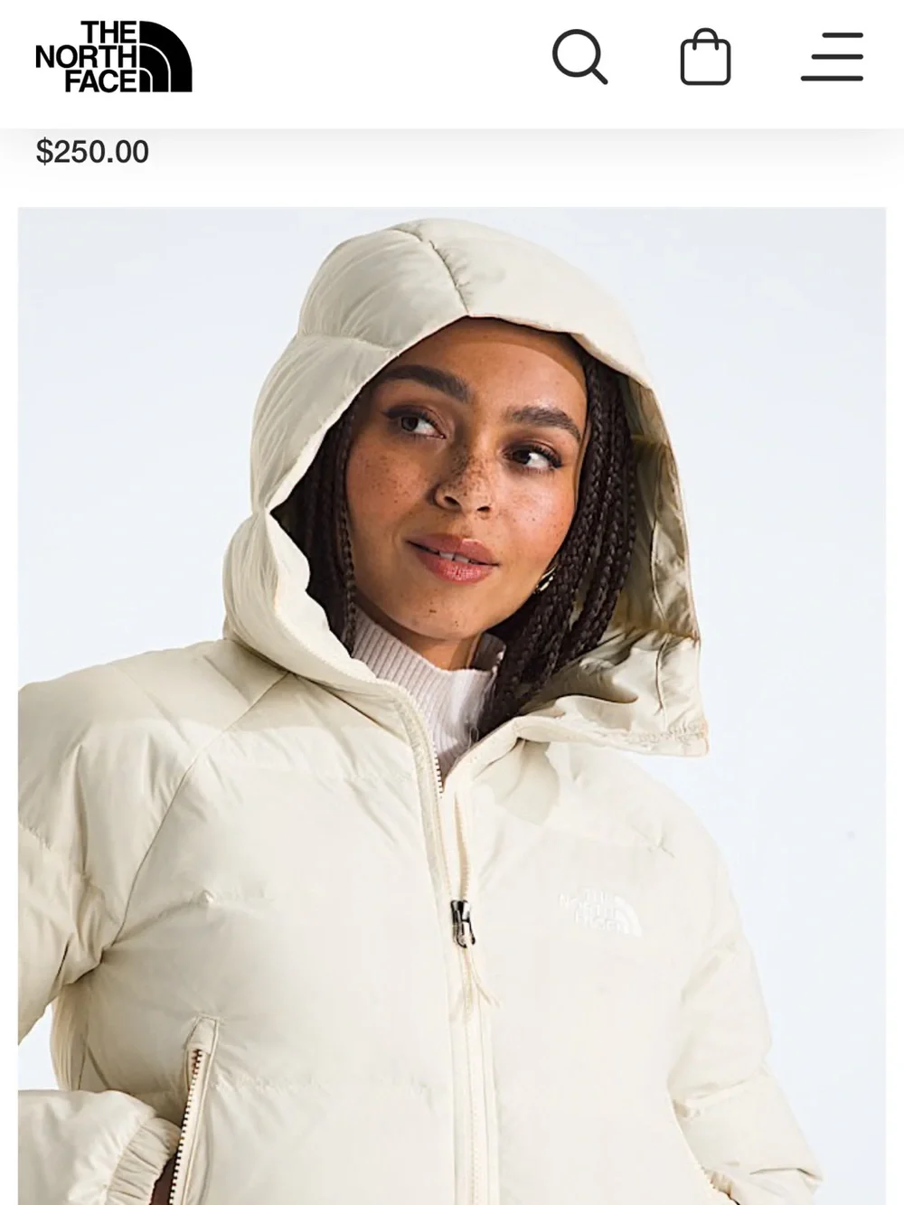 The North Face Hydrenalite Down Hooded Puffer Jacket White Dune Small